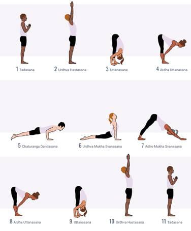 A standard sun salutation practice for reference